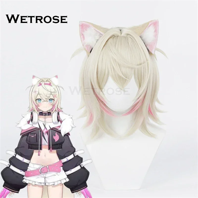 【Wetrose】 In Stock Mococo New Year Wig Abyssgard Cosplay Kimono Outfit Curly Two Ponytail Clips Full Set Wig Halloween Xmas