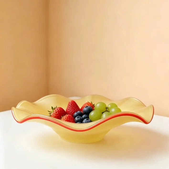 PZ Water ripple glass fruit plate for home living room coffee table high-looking fruit bowl decorative ornaments
