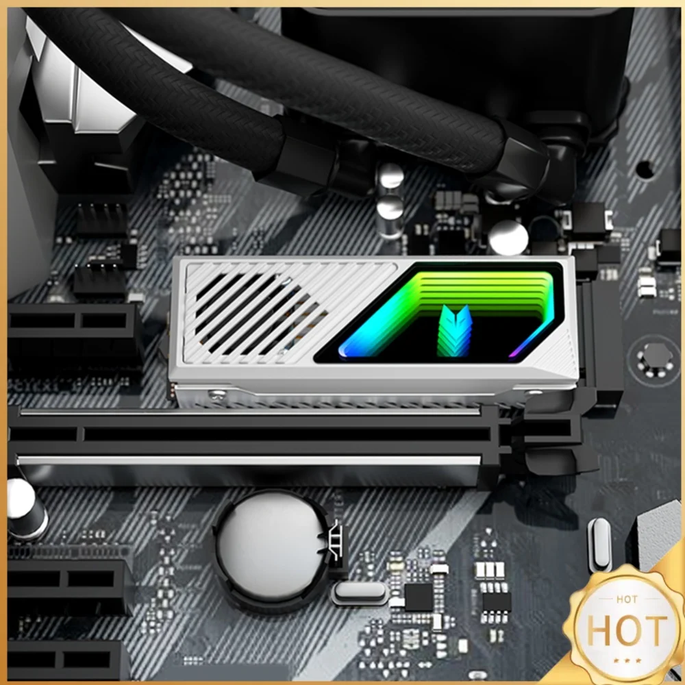 M.2 2280 SSD Heatsink SSD Aluminum Alloy Radiator with Thermal Silicone Pad 5V 3 Pin ARGB Hard Drive Heatsink for M.2 2280 SSD