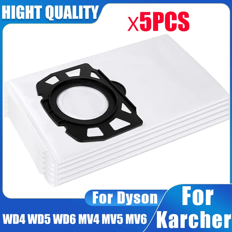 Vacuum Cleaner Bags for Karcher WD4 WD5 WD6 WD5P WD6P Premium MV4 MV5 MV6, Filter Bags for Wet and Dry Vacuum Cleaner