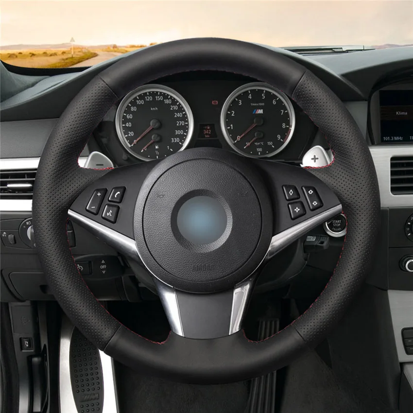 

Hand-Stitch Non-slip Suede Leather Car Steering Wheel Cover for BMW E60 530d 545i 550i E61 Touring E63 E64 iInterior Accessories