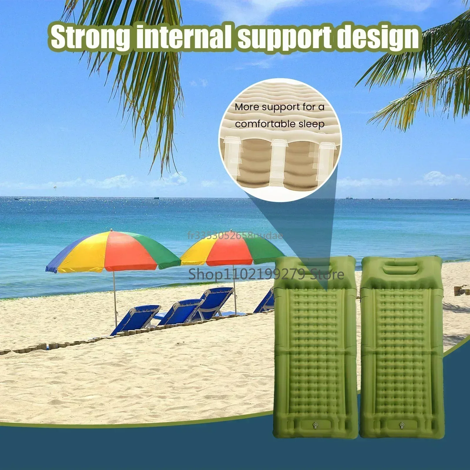 

Утолщенный матрас для кемпинга, сверхлегкий самонадувающийся надувной матрас, встроенный надувной насос для путешествий, пешего туризма, рыбалки