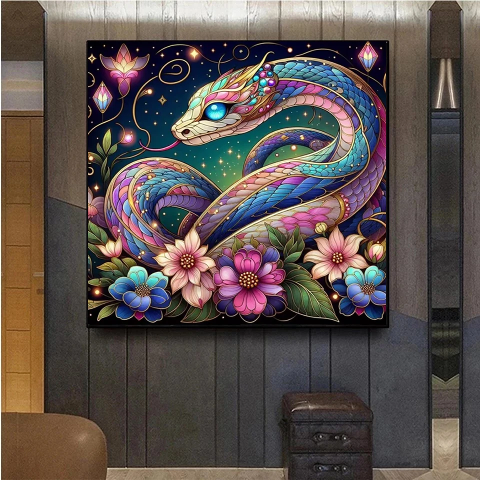 2025 Jewels Diamond Painting Zodiac Snake Flowers Cross Stitch kit Rhinestones Embroidery Animal Mosaic Handicraft Home Decor