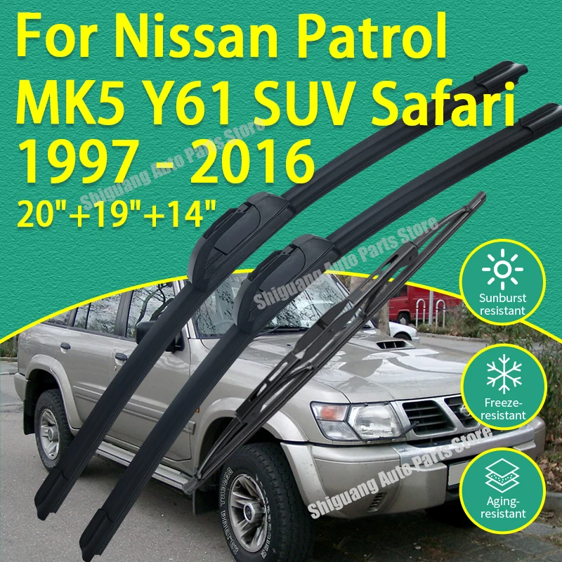 

Front Rear Silicone Coating Wipers for Nissan Patrol MK5 Y61 SUV Safari 1997 - 2016 Car Wiper Windshield Windscreen Accessories