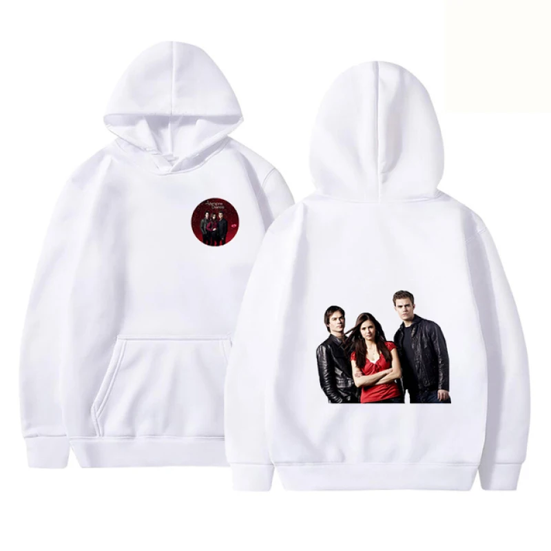 The Vampire Diaries Harajuku Printed Hoodies Cool Logo Casual Pullover Streetwear Fashion Long Sleeve Sweatshirt Men's clothing