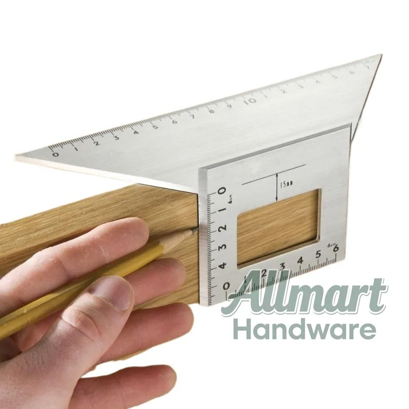 Multifunctional Angle Ruler 45° 90° Aluminum Alloy High Precision Measuring Tool for Woodworking Construction Layout & Marking