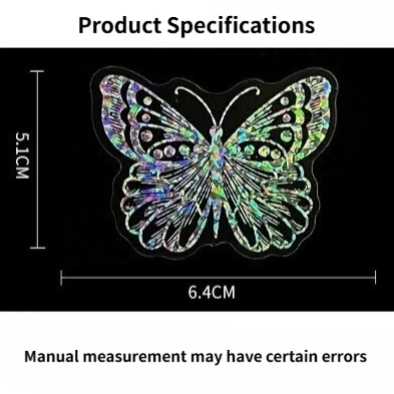 100 PCS/PACK PET Creative Retro Stickers for Laptop,Water Bottles,Helm，Transparent Butterfly Laser Stickers Holographic Stickers