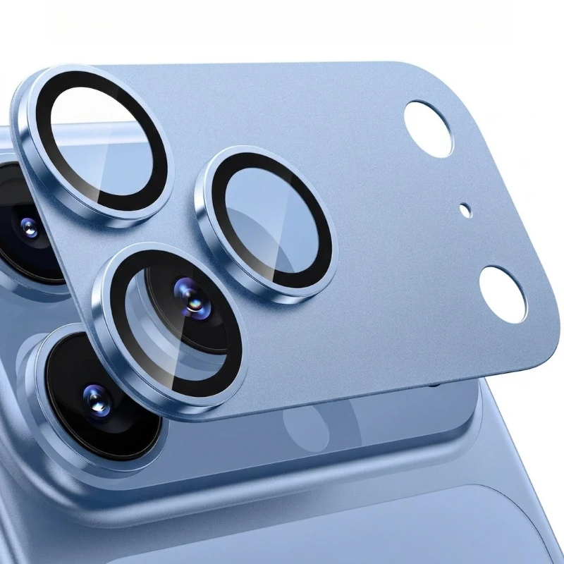 Vollständiger Schutz aus gehärtetem Glas, mattiert, mit Metall-Kameraschutz für iPhone 18 17 16 15 14 Pro Max Plus, Schutzfolie für das Kameralinse.