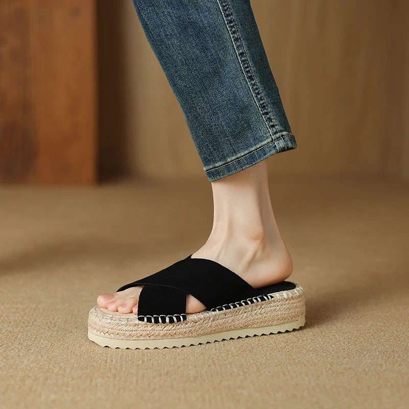 Petite Feet Women Espadrilles Slippers Sexy Ladies Platform Sandals Black Khaki Open Toe Dress Shoes Plus Size 43 SmallHut-907