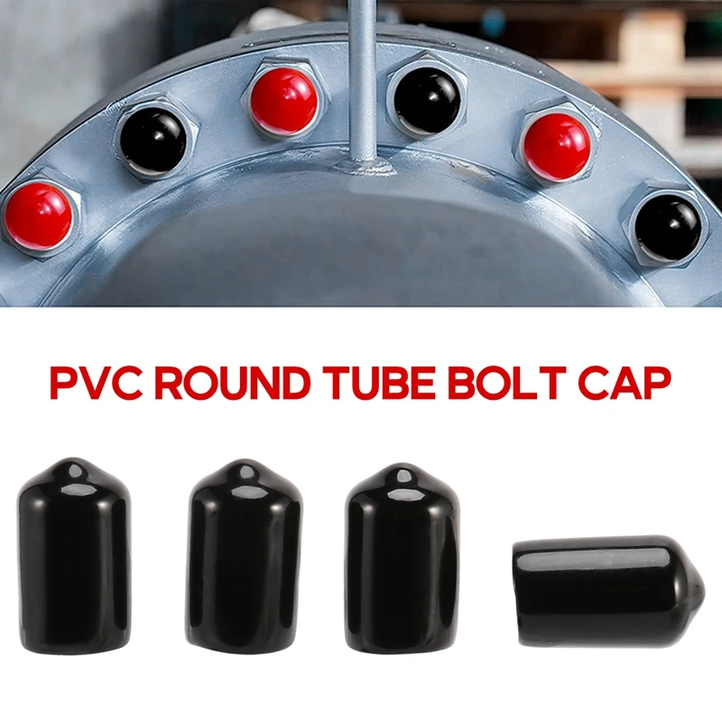 T61C_100Pcs Rubber End Caps 9.5Mm ID PVC Round Tube Bolt Cap Cover Black
