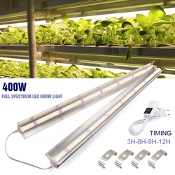2Pcs 400W Led Grow Light Bar Full Spectrum 1750LED Plant Growth Phyto Lamp EU/US Plug Timer Indoor Cultivation Vegs Hydroponics