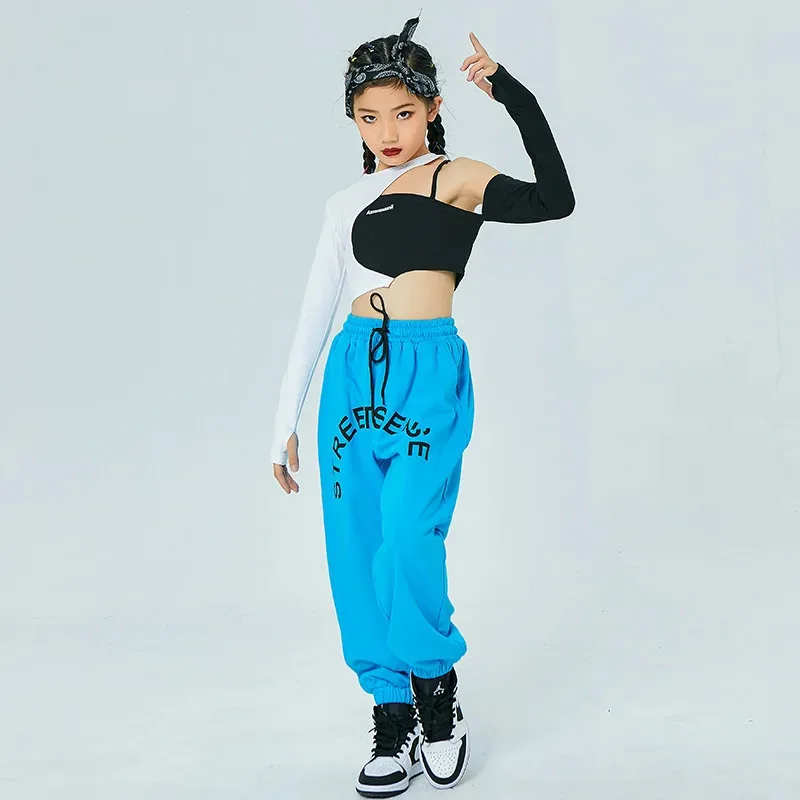 

COSda@Girls Jazz Dance Costume Green Black Hiphop Suit Kids Jazz Street Dance Clothing Children Hip Hop Practice Clothes 170cmCO
