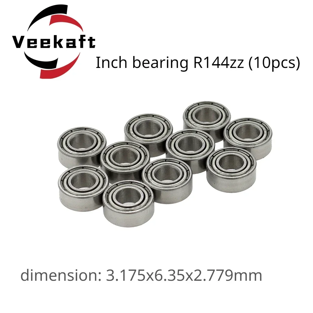 Veekaft  Inch Bearing R144zz 10pcs  Size: 3.175mm X 6.35mm X 2.779mm  CNC Specialized Bearing