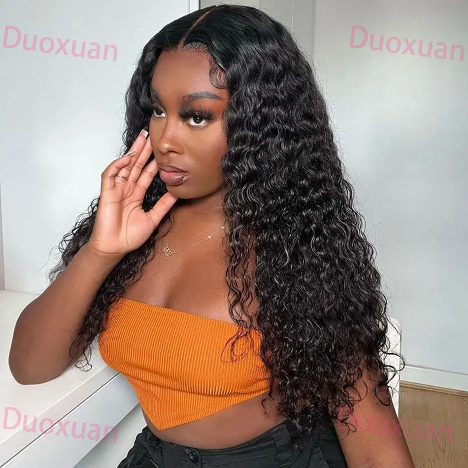 

Глубокая волна 13x4 13x6 Hd Парик из натуральных волос на кружеве спереди 200% Плотность Предварительно выщипанный Натуральный Черный Волнистый Парик из человеческих волос Вьющиеся парики