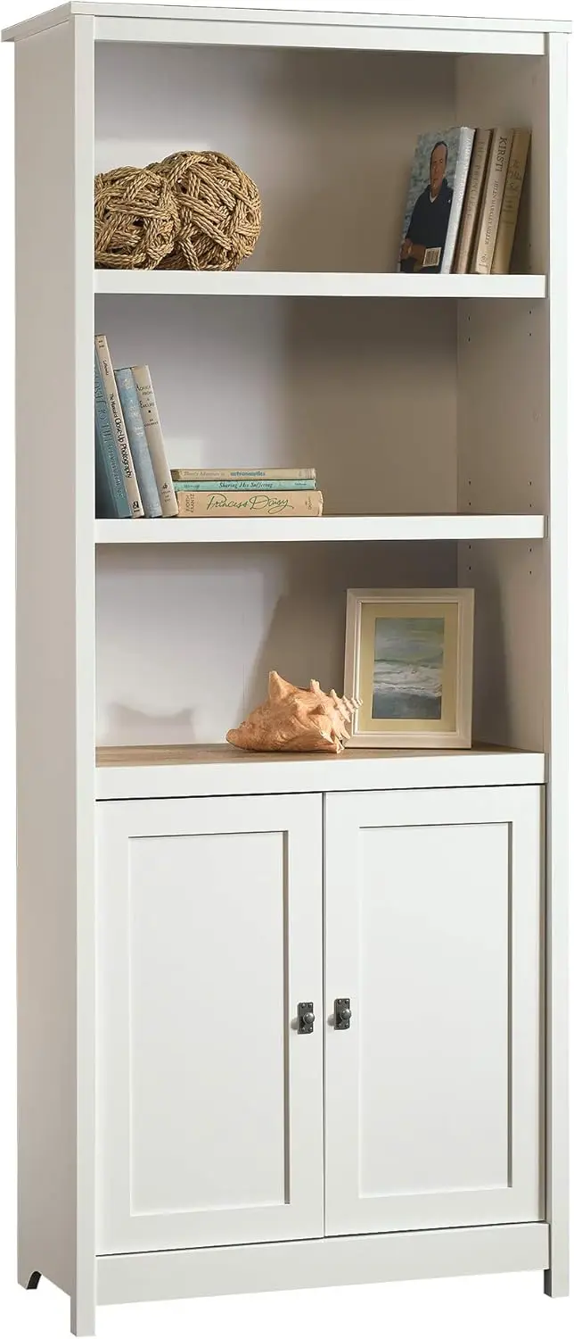 Large bookshelf with gantry and adjustable shelf, soft white finish.  This bookshelf can meet all your storage needs