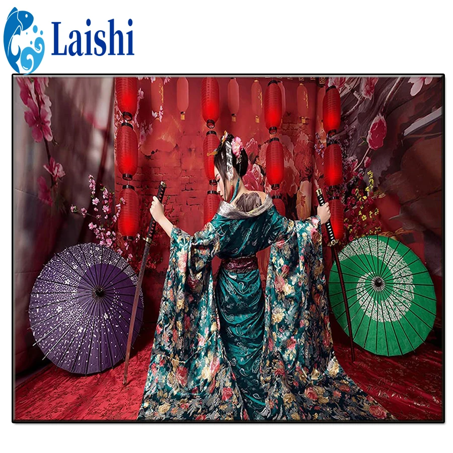 Japanese Geisha kimono Full Square Diamond Embroidery DIY Diamond Painting Cross Stitch full Drill Picture of Rhinestones