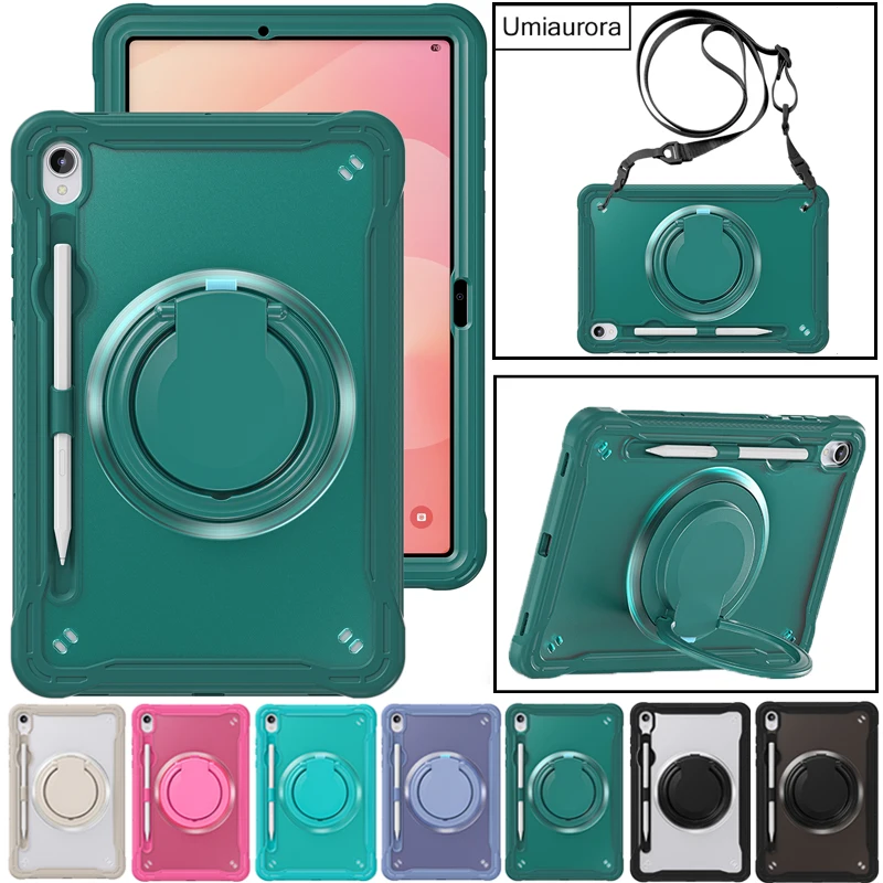 

﻿For Samsung Tab S11 11" 11 inch SM-X730 SM-X736B Shockproof PC Tablet Case 360 Rotation Hand Ring Stand Strap Armor Cover Funda