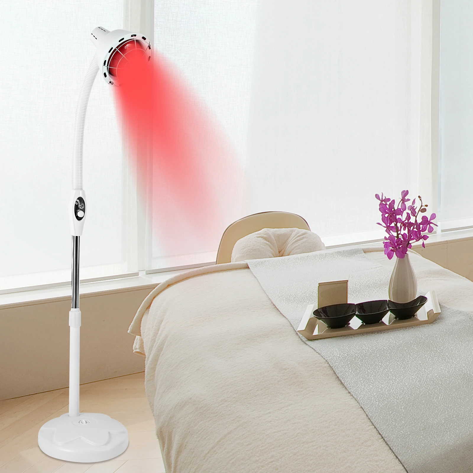 

275W Therapy Bulb Muscle Pai-n Relief Floor Stand, 10 Infrared Light Therapy,Near Infrared Heat Lamp Pai-n Red Standing Lamp Set