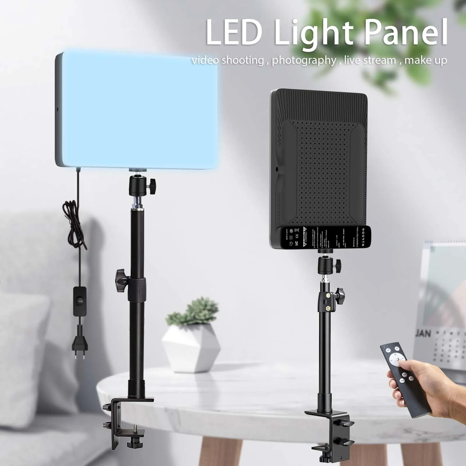 50W LED Photo Studio 3000k-6500k Video Fill Lamp Light Panel Photography Lighting With Desk Mount Stand EU Plug For Live Stream