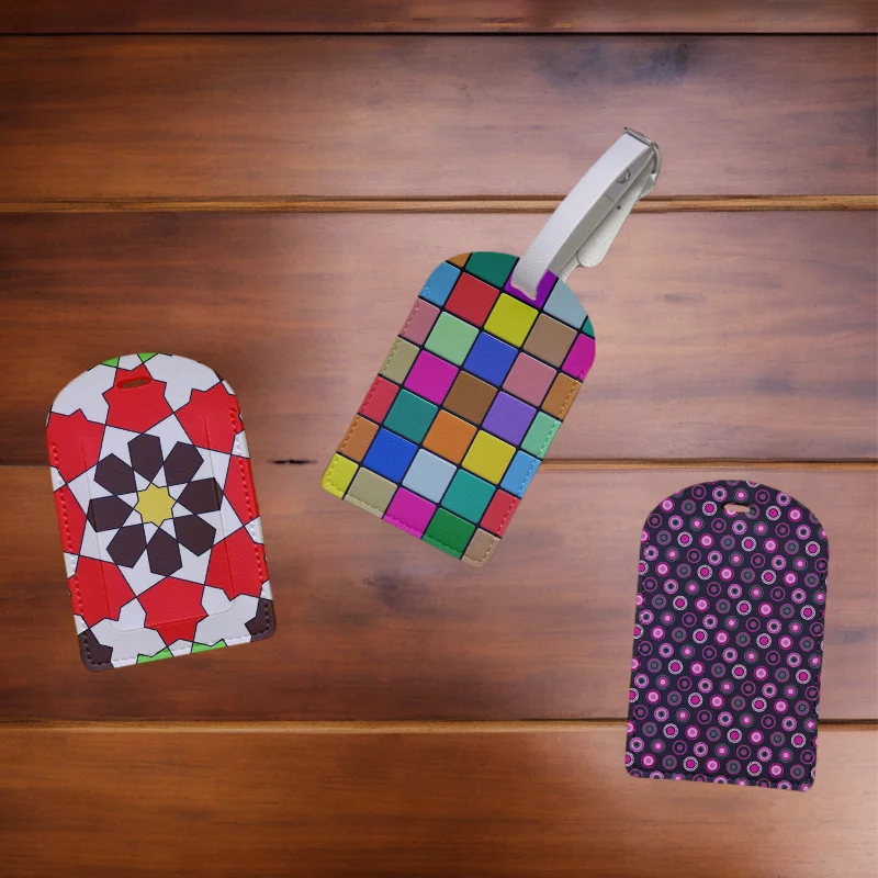 Geometric Art Luggage Tags Personalized Suitcase Tag Airplane Travel Useful Accessories Privacy Cover Luggage Label