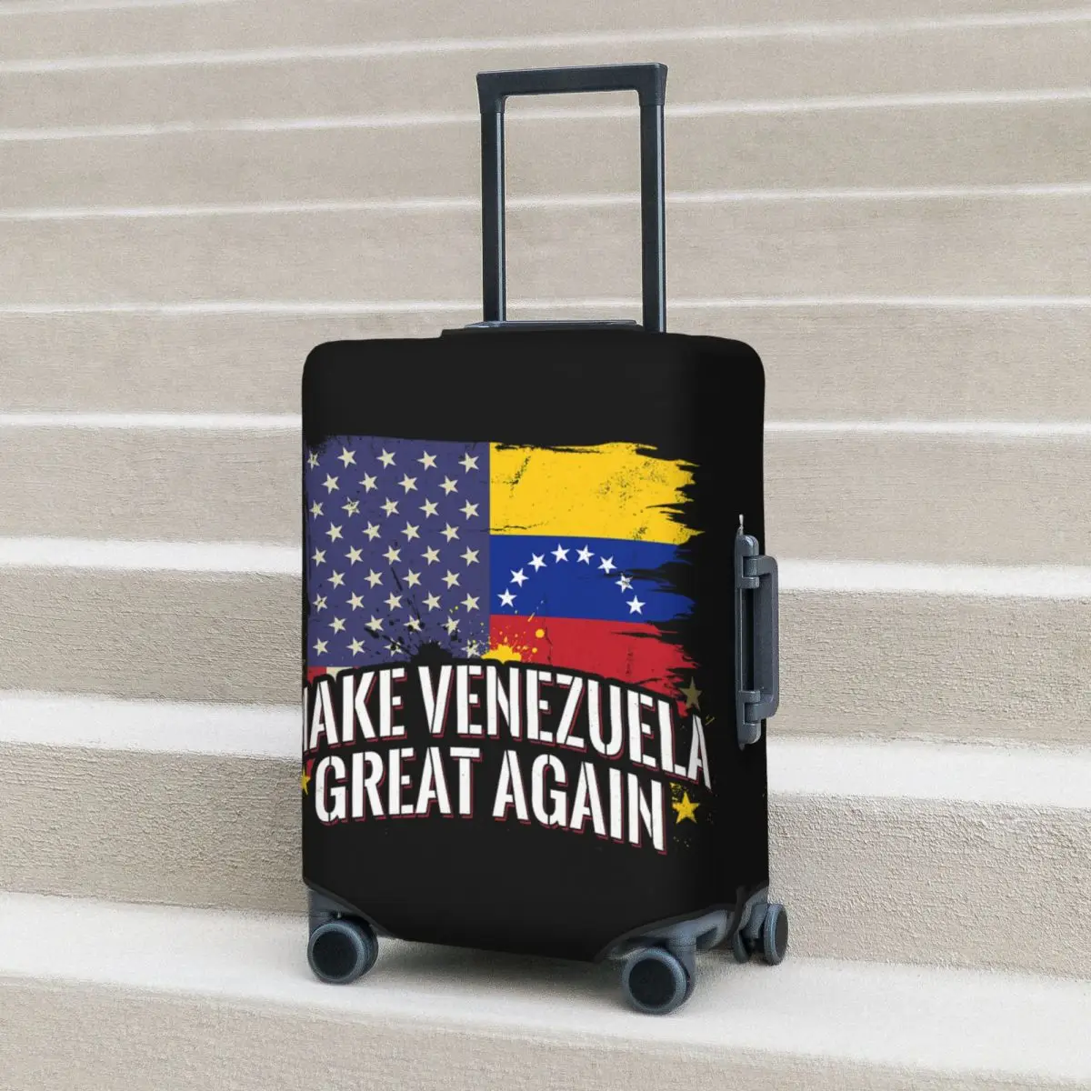 

Чехол для чемодана с флагом Венесуэлы «Сделаем Венесуэлу снова великой» для круизных поездок и отпуска, эластичный, защитный аксессуар для багажа