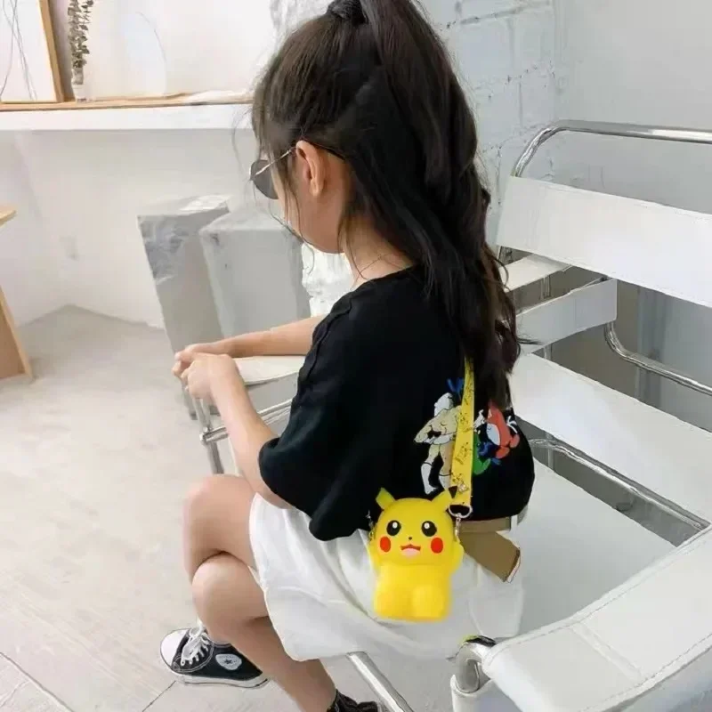 Pokemon Anime Pikachu Lovely Fashion Bag Princess Small Storage Silicone Purse Messenger Cartoon Figures Model Toys Kids Gift