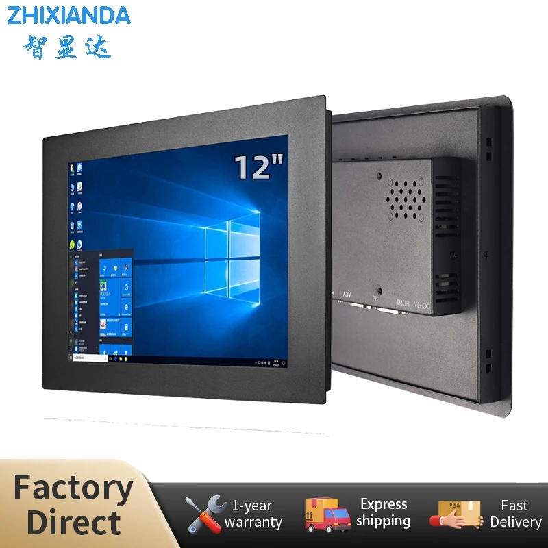 Zhixianda 12 Zoll 4:3 1024*768 Panel Mount industrielle resistive kapazitive Touchscreen eingebettete Monitor mit VGA DVI HDMI-Anschluss