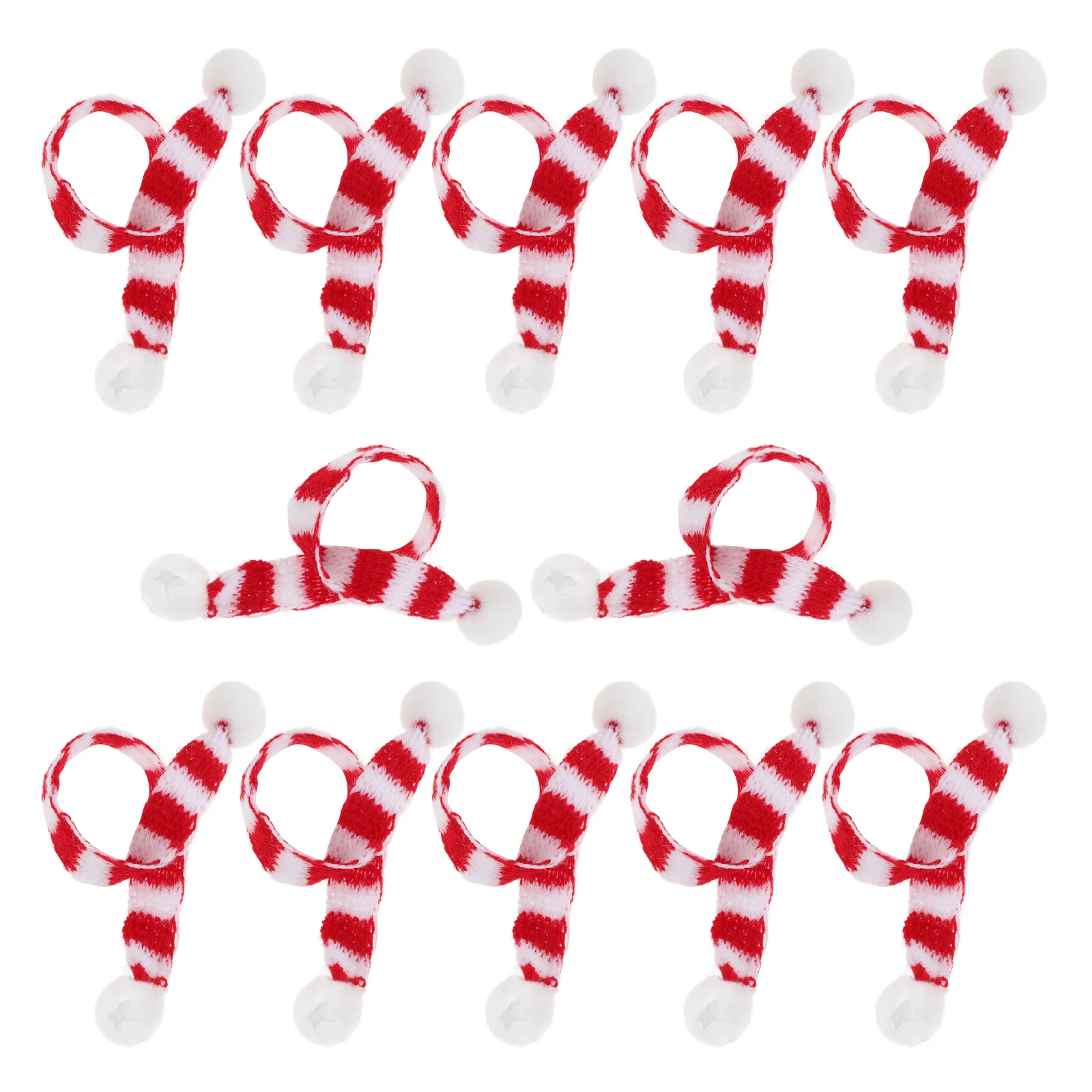 12 Pcs Mini Christmas Scarf Xmas Party Ornament Craft Ornaments Outdoor Tree Bottle Cover Hat