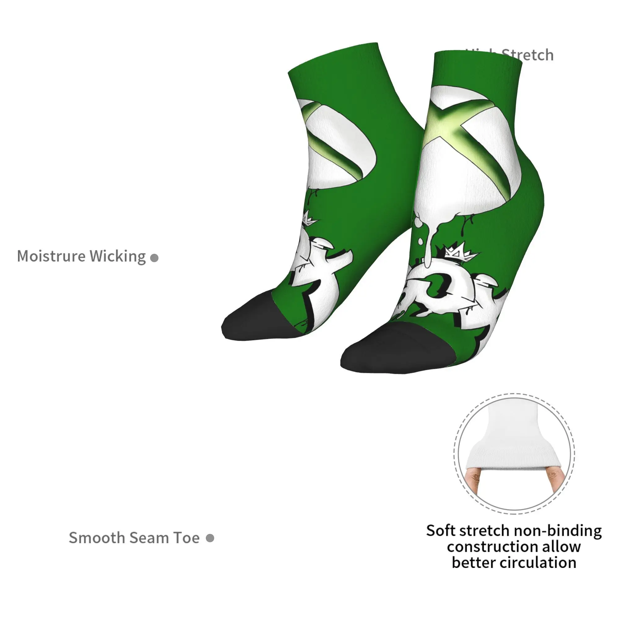 جوارب بشعار Xbox باللون الأخضر، جوارب Harajuku فائقة النعومة، ملحقات جوارب لجميع المواسم لهدايا الرجل والمرأة #3