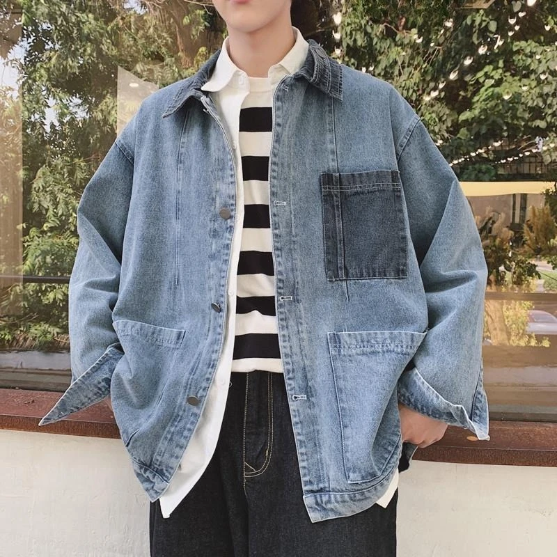 

Autumn Button Cowboy Coat for Men Korea Y2k Worn Aesthetic Clothing Branded of Fabric Lxury in Lowest Price Denim Jackets Man