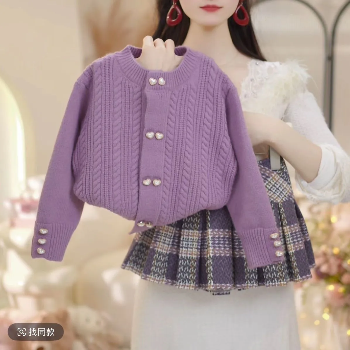 

Girls Autumn And Winter Set Fashion New Children's Cardigan Sweater+Pleated Skirt Two-piece Set Kids Outfit 110-160cm