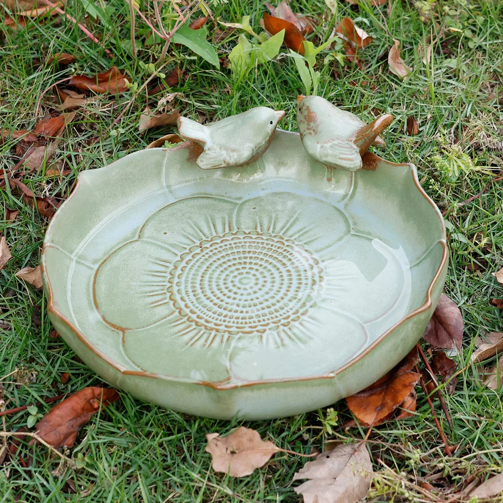 

Ceramic Birdbath Bowl Bird Feeding Tray Multifunctional Bird Food Container Hummingbird Watering Container for Plant Cultivation