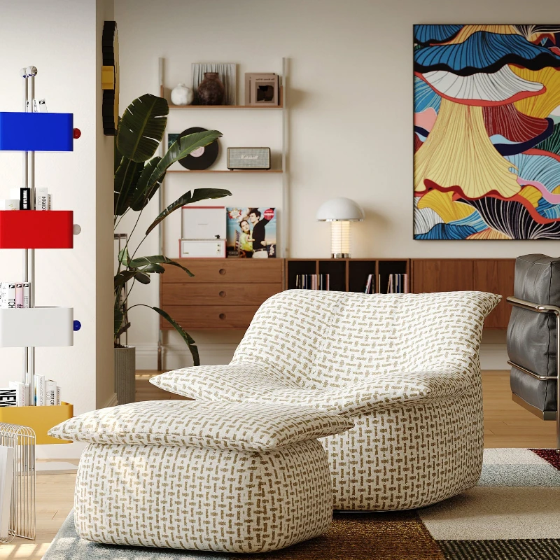 White Fabric Single Sofa Chair Rotatable Leisure Chair