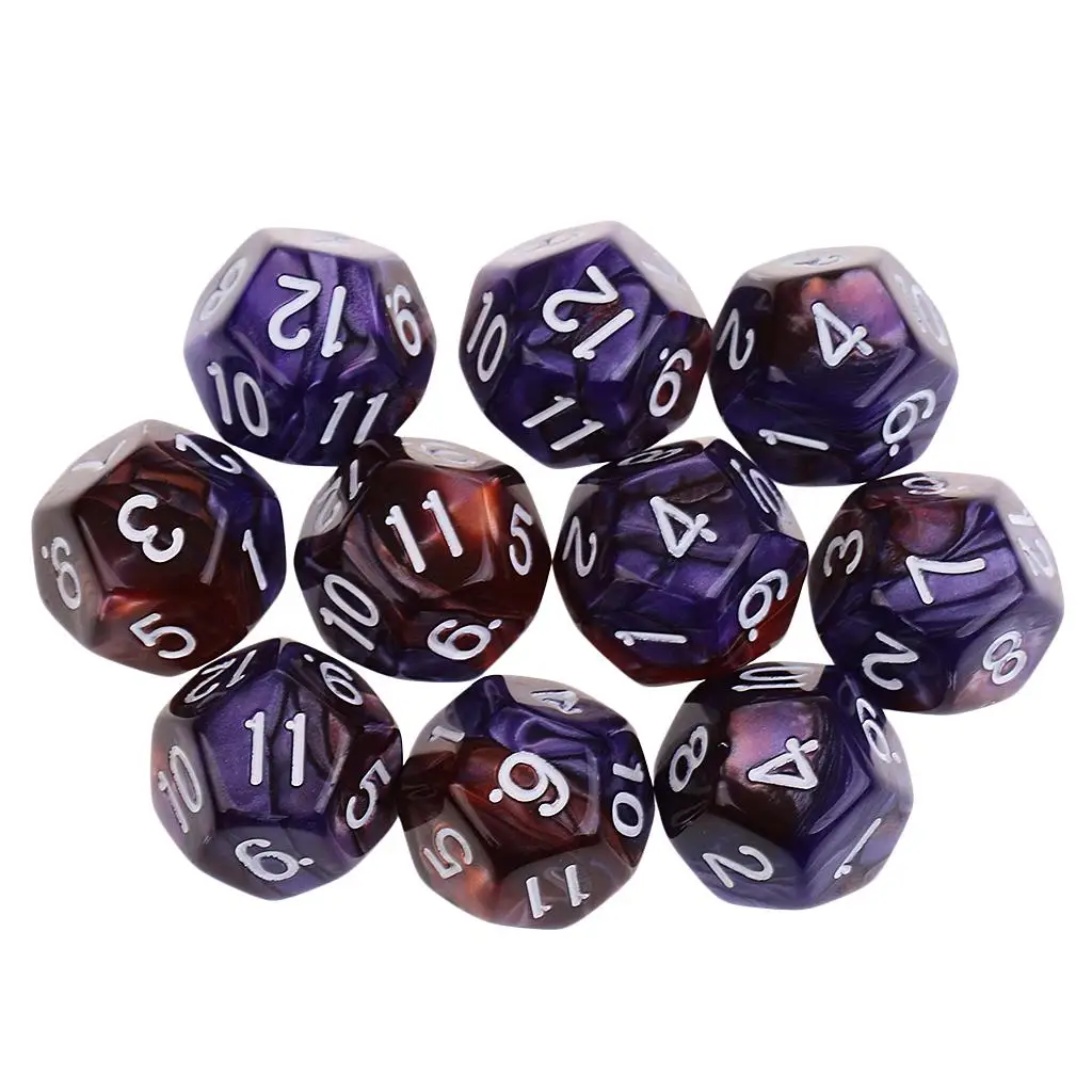 10pieces 12 Sided Dice Set D12 Polyhedral Dice for Dungeons and Dragons Party Table Games