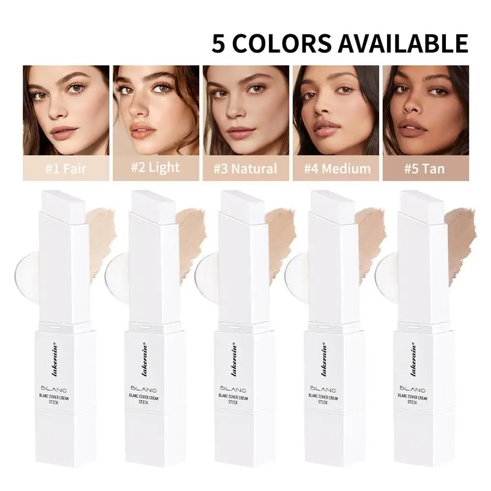 Color Changing White Foundation Concealer Stick Blanca Korean Makeup Base Natural Foundation High Coverage Face Color Corrector