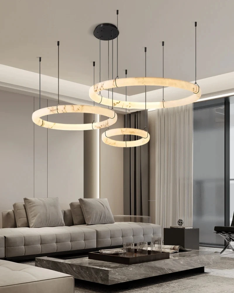 

Modern Spanish Marble Chandelier For Kitchen Island Dining Table Living Room Bedroom Luxury Round Hanging Lamp
