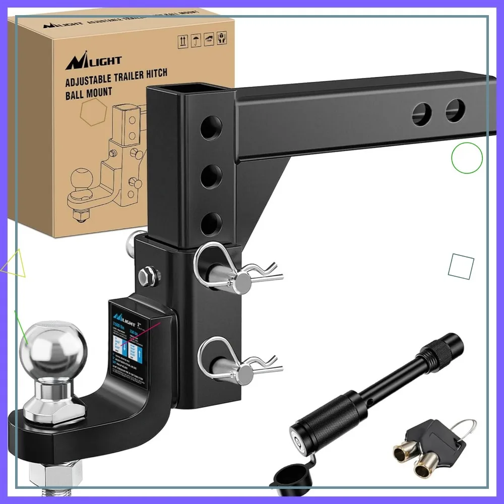 

8-Position Adjustable Trailer Hitch Ball Mount with 2-Inch Ball, 7500 lbs Capacity, Fits 2-Inch Receiver