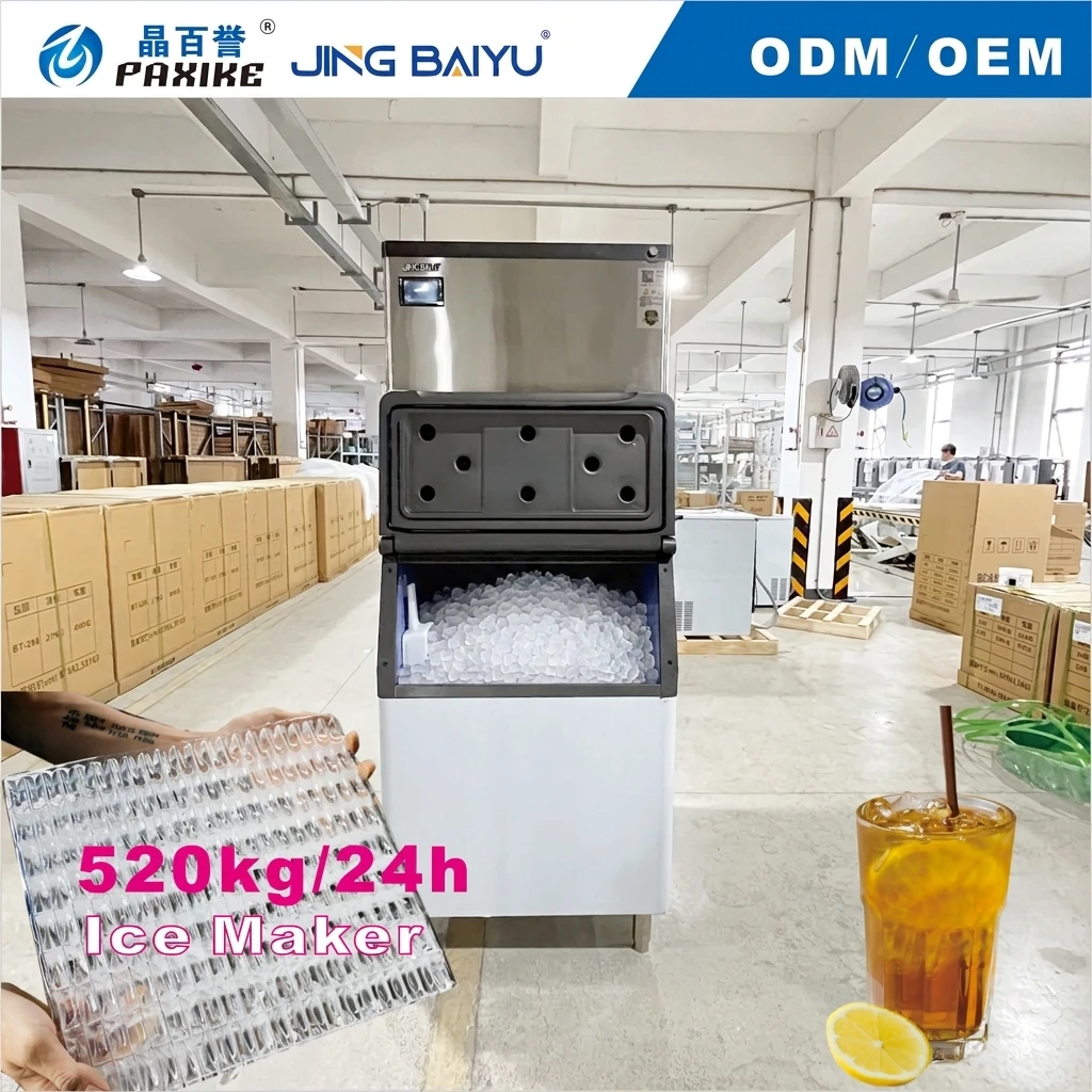 BY-1200A(B) Commercial Semi-square Ice Cube Maker Machine 520kg Air Cooled Stainless Steel CE CB Factory Direct Wholesale