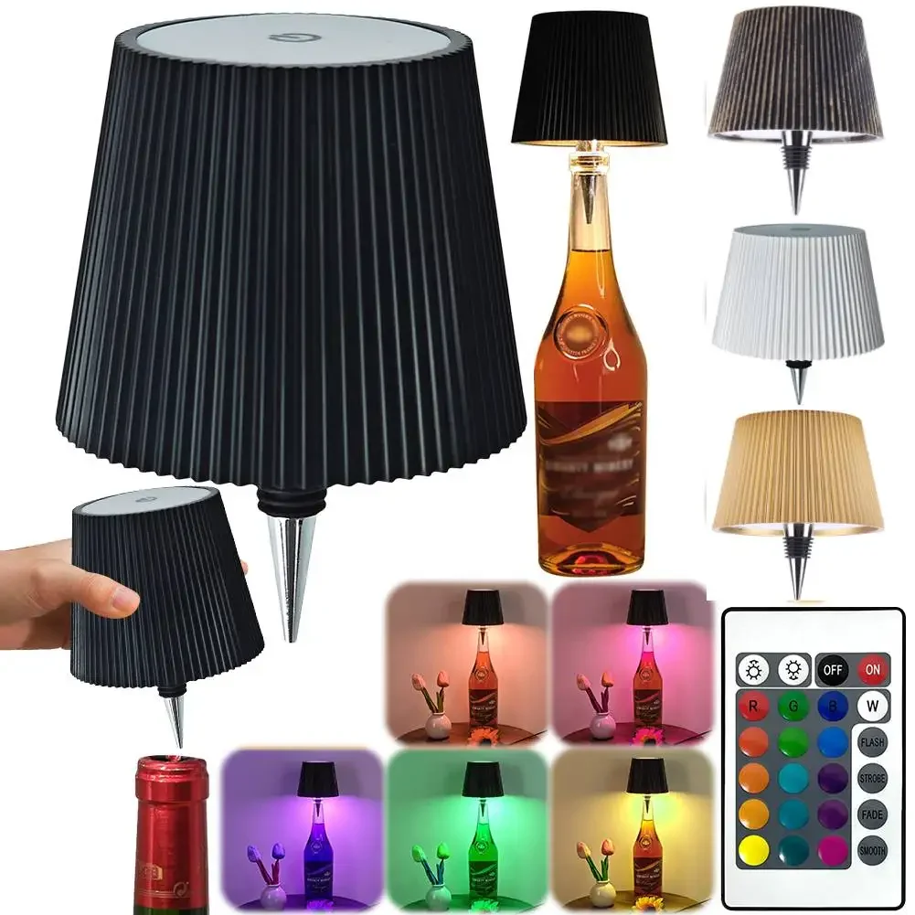 مصباح زجاجة لاسلكي 3 ألوان + RGB ضوء ليلي مزخرف يعمل باللمس مصباح LED للمكتب لتزيين غرف المعيشة والحفلات