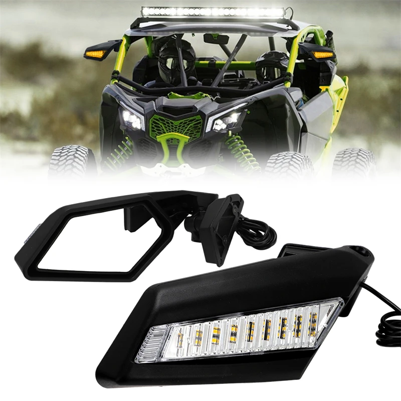 

UTV Rearview Mirror With LED Turn Signal Light Side View Mirrors For Can Am Maverick X3 Max X DS RS MR Turbo R 2017-2020 2019