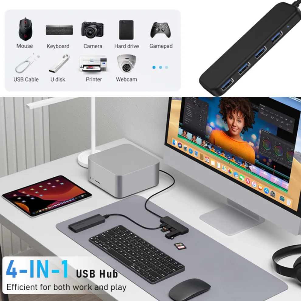 4 Port USB 20 30 Hub Extender Fast Speed Splitter Adapter Power 4 In 1 Docking Station Cable For Computer PC Connectivity