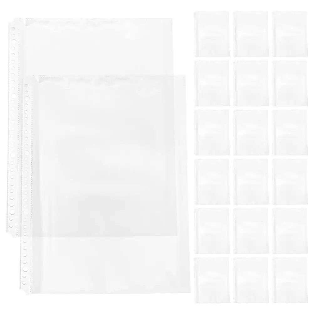 20 Pcs A4 Clear Sleeves Transparent PP Binder Document Pockets Folder Inner Pocket Waterproof File Folder Loose Leaf Organizer