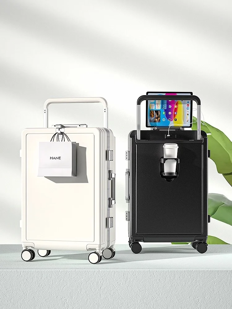 Suitcases Travel Aluminum frame wide Pull Trolley Suitcase Female Bag Multifunctional Carry on Luggage Password Box Male