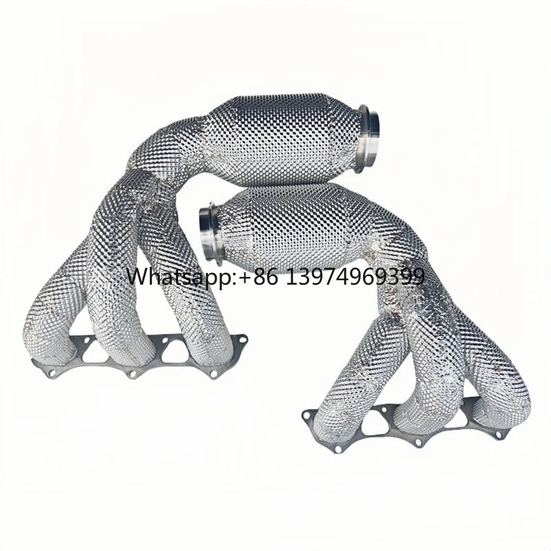 For High Performance Stainless Steel Exhaust Pipes Downpipe Manifold with Heat Shield for PORSCHE 911 GT3 3.8T Catted Downpipe