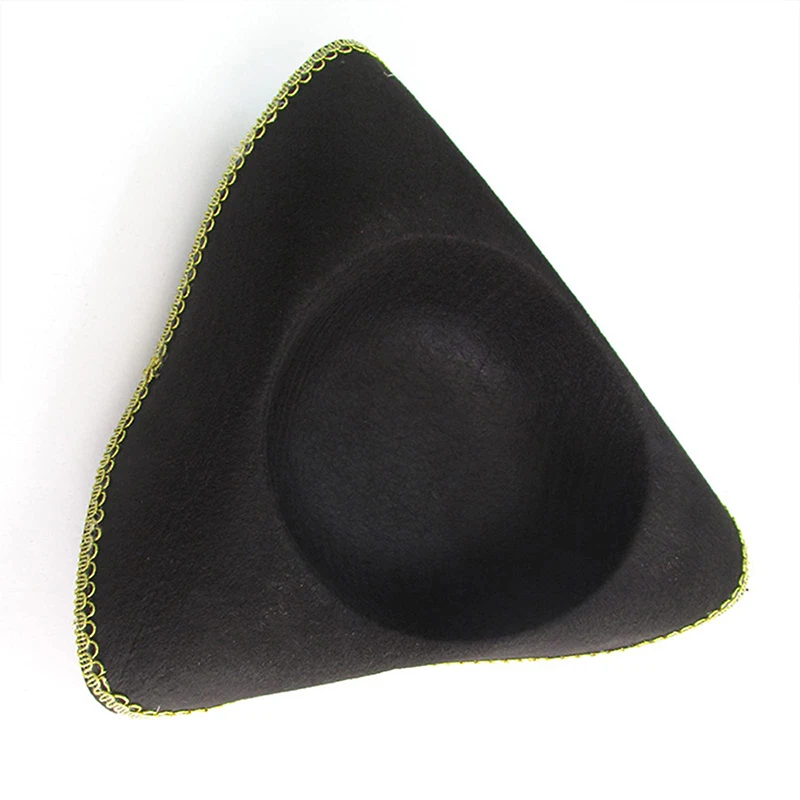 Stage Performance Pirates of the Caribbean Decoration Halloween Imitation Leather Pirate Hat Tricorne Hat Captain Jack Hat