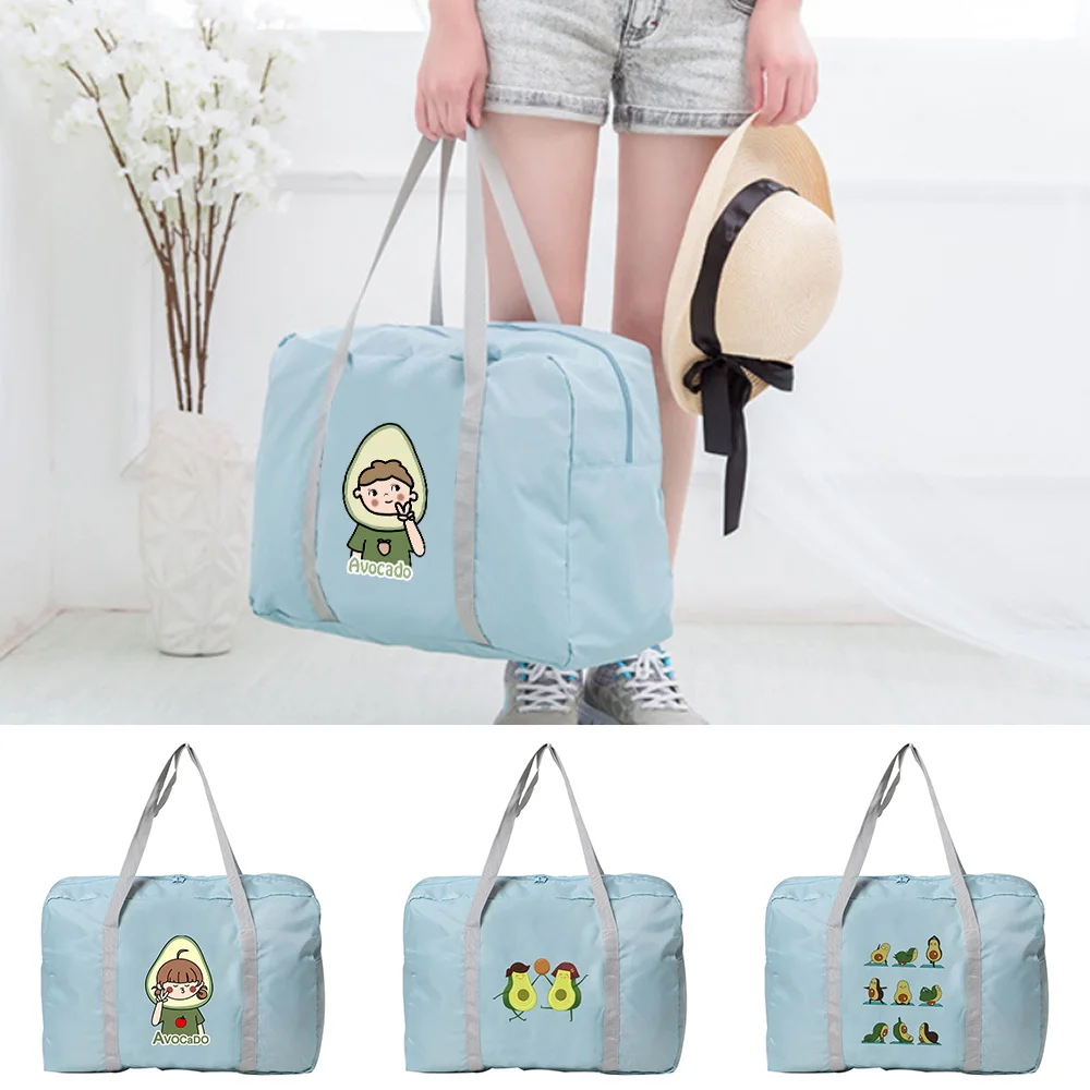 

Travel Handbag Lightweight Reusable Large Capacity Avocado Pattern Printing Series Spacious Durable Luggage Organizer