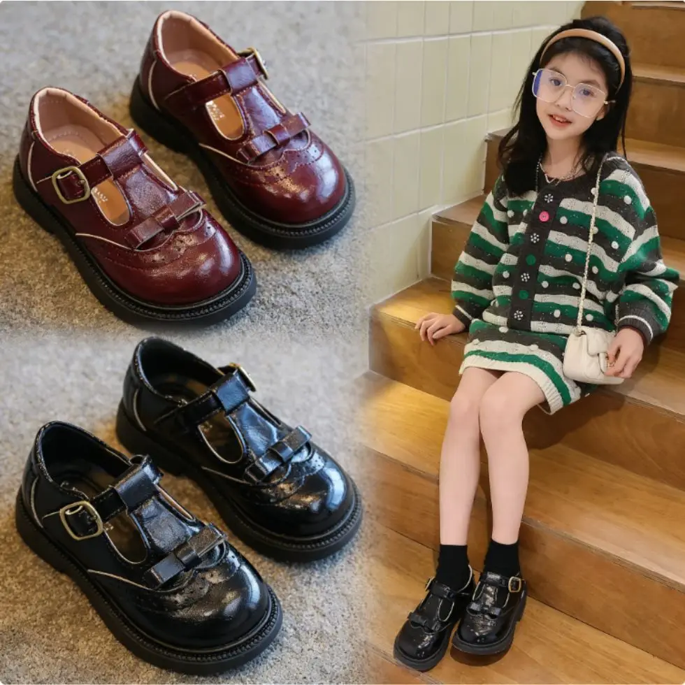 

Girls' Vintage Style Casual Walking Leather Shoes Comfortable Soft Leather Upper Fashionable And Stylish Footwear