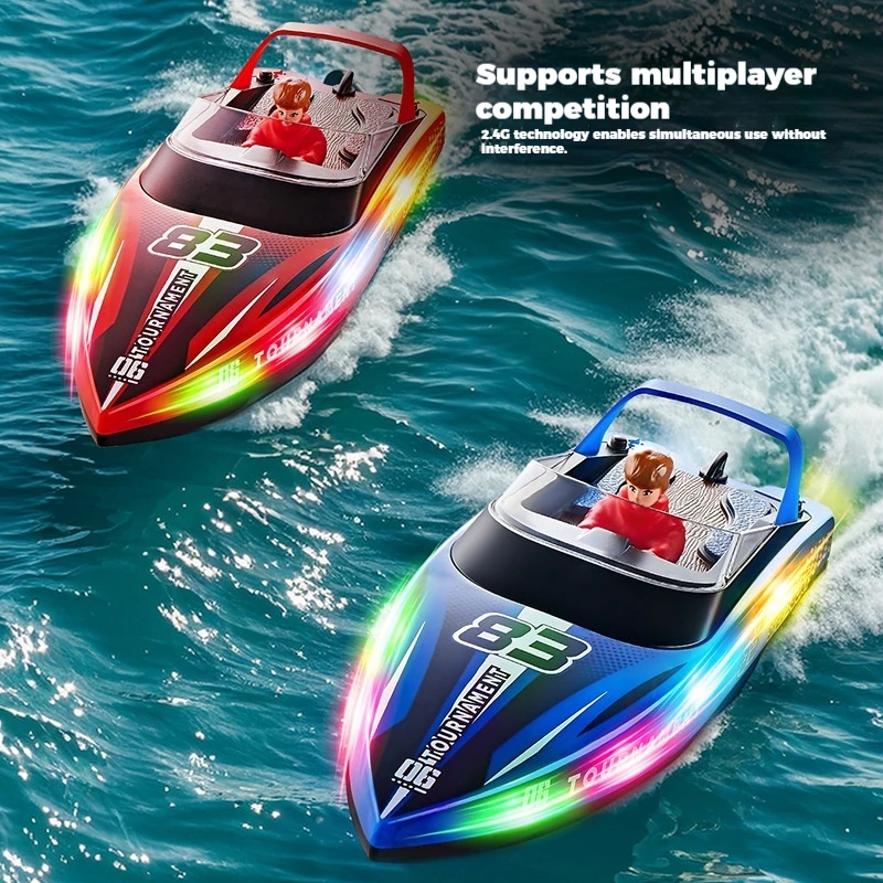 HJ821 قارب RC مزدوج الدفع - محرك عالي الطاقة 2.4G جهاز تحكم عن بعد للأطفال والكبار نموذج قارب سباق البحيرة/الحمام