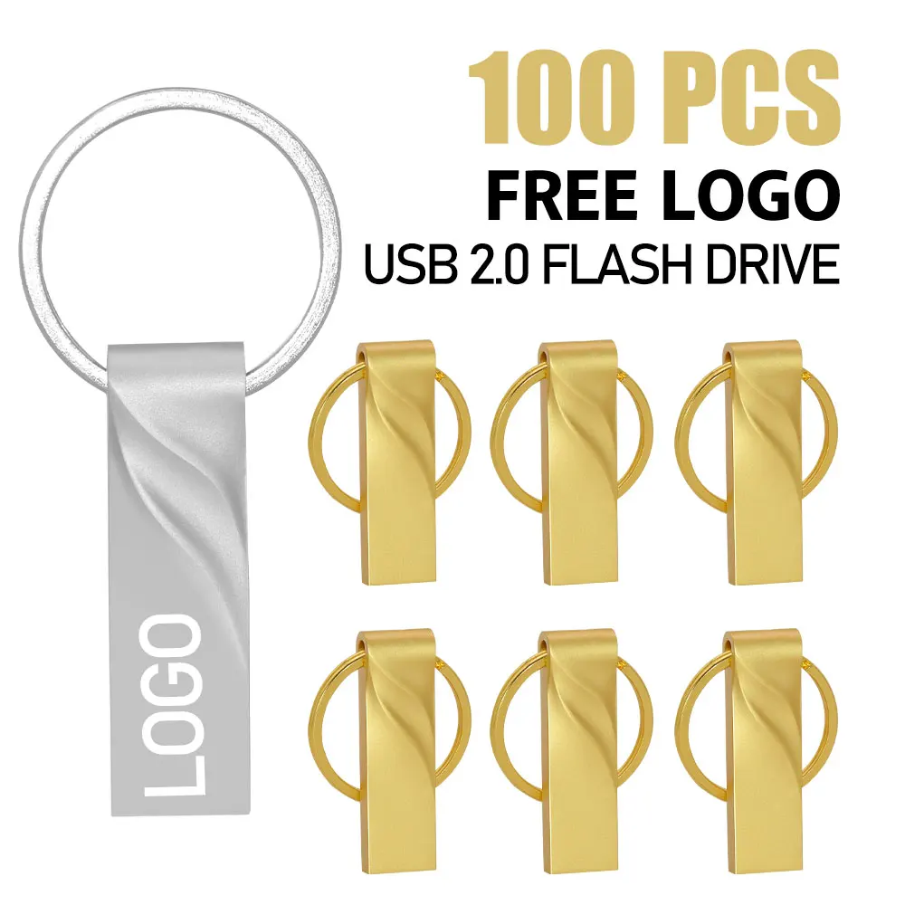 

100pcs/lot Metal USB 2.0 Flash Drive 64GB 32GB 16GB 8GB 4GB Pen Drive Usb Flash Pendrive U Disk Memoria Cel Usb Stick for Gifts