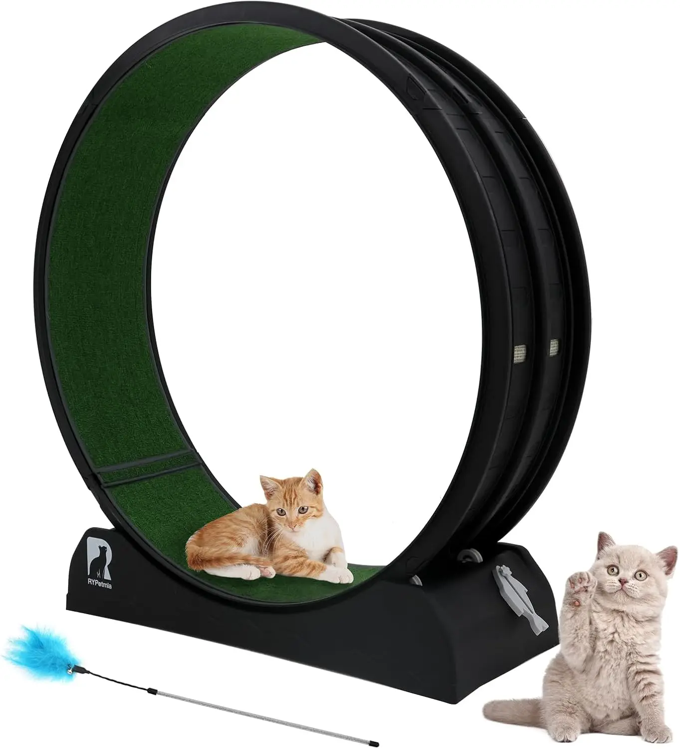 Cat Exercise Wheel, Cat Treadmill for Indoor Cats, Cat Running Wheel with Carpeted Runway, Easy to Install & Fitness & Health,